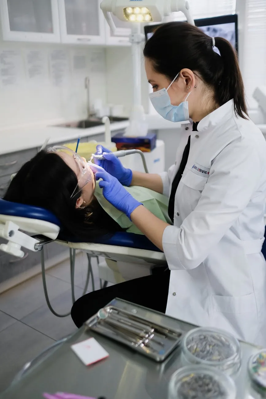 Dentist examining a patient in a modern dental clinic
