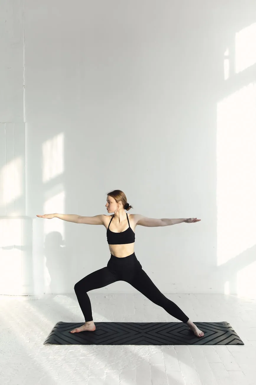 Woman practicing yoga in a bright minimalist studio